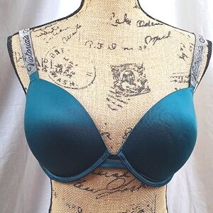 Victoria's Secret Blue Seamless Bra with Satin Finish
